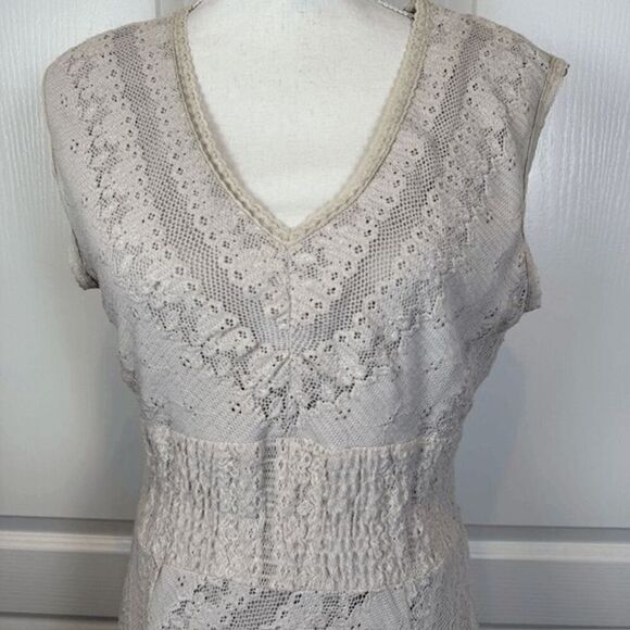 Rabbit Rabbit Rabbit Designs Crochet Lace Dress Cream Ivory Stretch Size 10 - Picture 2 of 13